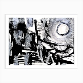 Abstract Night Painting, Black And White Art Print