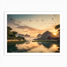 Sunrise In Liu Jiang Art Print