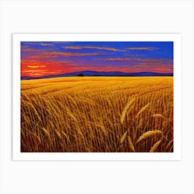 Sunset Wheat Field Art Print