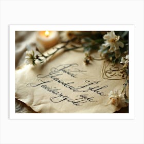 Calligraphic Handwriting Crafting An Elegant Thank You Note Swoops And Curls Of The Letters Intrica (4) Art Print