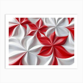 3d Red And White Flower Design Art Print