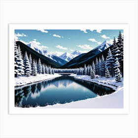 The Frozen River: A Winter Scene 2 Art Print