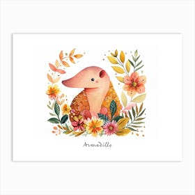 Little Floral Armadillo 2 Poster Art Print