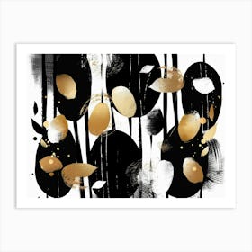 Abstract Black And Gold 7 Art Print