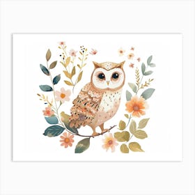 Little Floral Owl 2 Art Print
