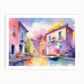 Watercolor Of Houses Art Print