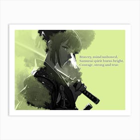 Anime Female Samurai - Haiku Samurai Spirit Art Print