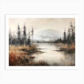 A Painting Of A Lake In Autumn 68 Art Print