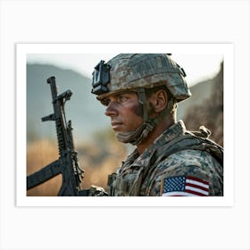 A Soldier Adorned In Patriotic Uniform Hued In His Nations Distinctive Colors Punctuated By A Med (5) Art Print