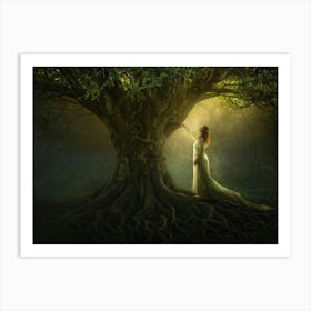 Tree Woman Rooted Within An Ethereal Landscape Twisting Limbs Blending Seamlessly With The Bark And Art Print