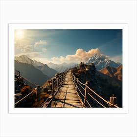 A Bridge To The Mountain Peak Art Print