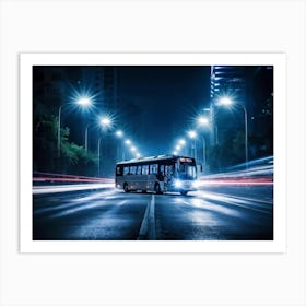 City Bus At Night 2 Art Print