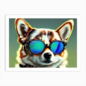 Corgi With Sunglasses 1 Art Print