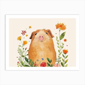 Little Floral Guinea Pig 3 Art Print