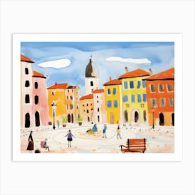 Modena Italy Cute Watercolour Illustration 3 Art Print