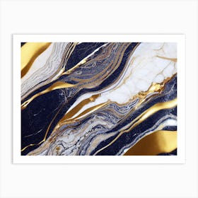 Gold And Black Marble Art Print