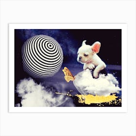 Dog - the universe - photo montage Art Print