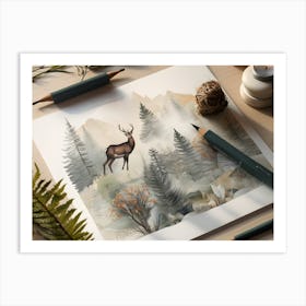 Deer In The Forest Art Print