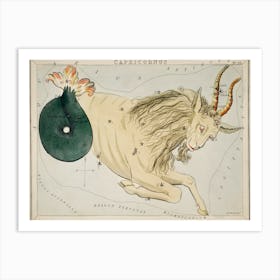 Sidney Hall’s (1831), Astronomical Chart Illustration Of The Zodiac Capricorn Art Print