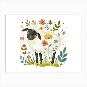 Little Floral Sheep 5 Art Print