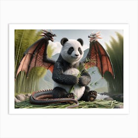 Panda-Dragon Fantasy Art Print