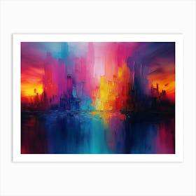 Abstract Rainbow Colour Palette Knife Oil Painting 7 Art Print