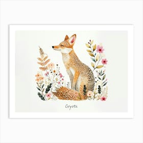 Little Floral Coyote 1 Poster Art Print