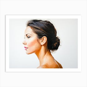 Side Profile Of Beautiful Woman Oil Painting 70 Art Print