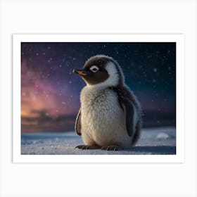 Penguin In The Snow 1 Art Print