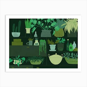 Green Living Room illustration Art Print