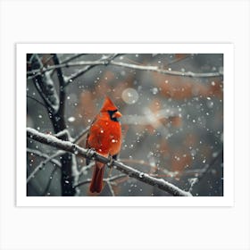 Cardinal In Snow Art Print