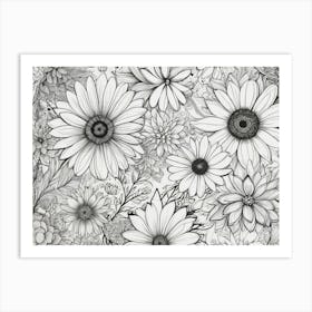 Black And White Flowers 7 Art Print