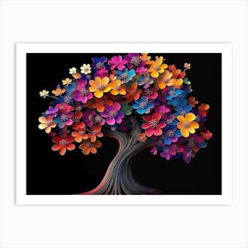 3d Abstract Colorful Tree Of Life Abstraction Art Print