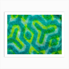 Abstract Green Pattern Fabric Texture On Israeli Money Bill Of 50 Shekel Under The Microscope Art Print