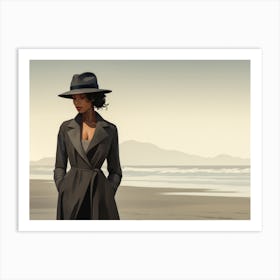 Illustration of an African American woman at the beach 73 Art Print