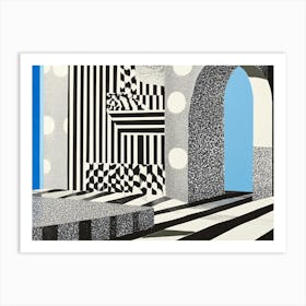 'Black And White and Blue' Collage Art Print