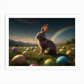 Rainbow Over Easter Eggs Art Print