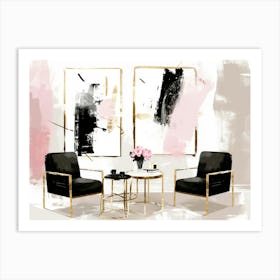 Gold And Black Living Room 2 Art Print