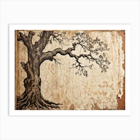 Antique Oak Tree Knot Translated Into Decorative Vintage Grunge Pattern Textures Reminiscent Of Age (3) Art Print