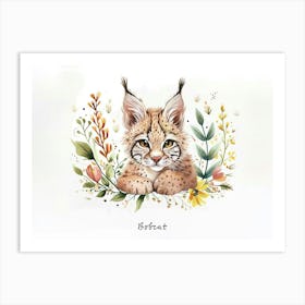 Little Floral Bobcat 4 Poster Art Print