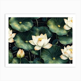 Seamless Lotus Leaf Pattern Texture Art Print