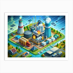 Isometric View Of A Power Plant Art Print