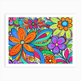 Doodle Flowers 12 Art Print