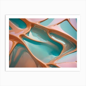 Abstract Image With A Textured, Organic Design In Shades Of Brown, Teal, And Pink Art Print