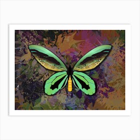 Mechanical Butterfly The Queen Alexandra S Birdwing Techno Ornithoptera Alexandrae On A Multicolored Abstract Background Art Print