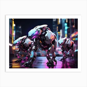 Robots In The City Paintings Art Print Art Print