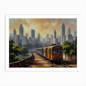 Train In The City Art Print