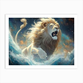 Lion In The Sea Art Print