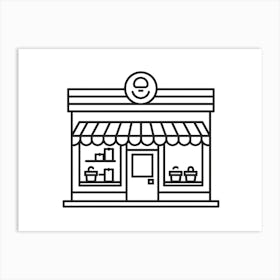 Shop Front Line Icon Vector Illustration Art Print