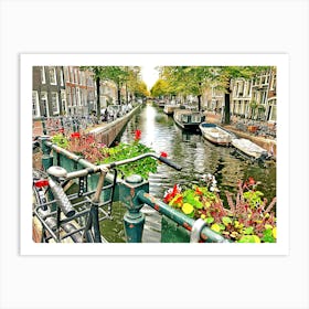 Looking Along Bloemgracht Canal, Amsterdam Art Print